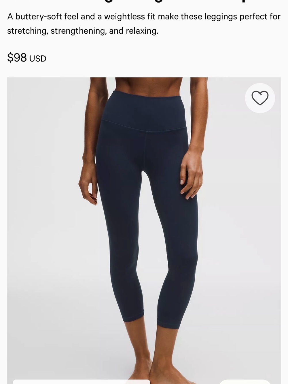 lululemon Align™ High-Rise Crop 23" True Navy Blue Sz 10